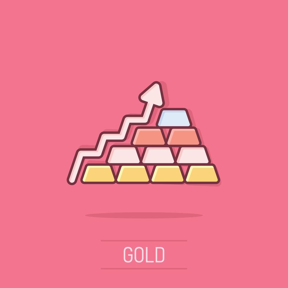 goud stack prijs toenemen icoon in grappig stijl. zilver steen diagram tekenfilm vector illustratie Aan geïsoleerd achtergrond. metaal bank plons effect bedrijf concept.