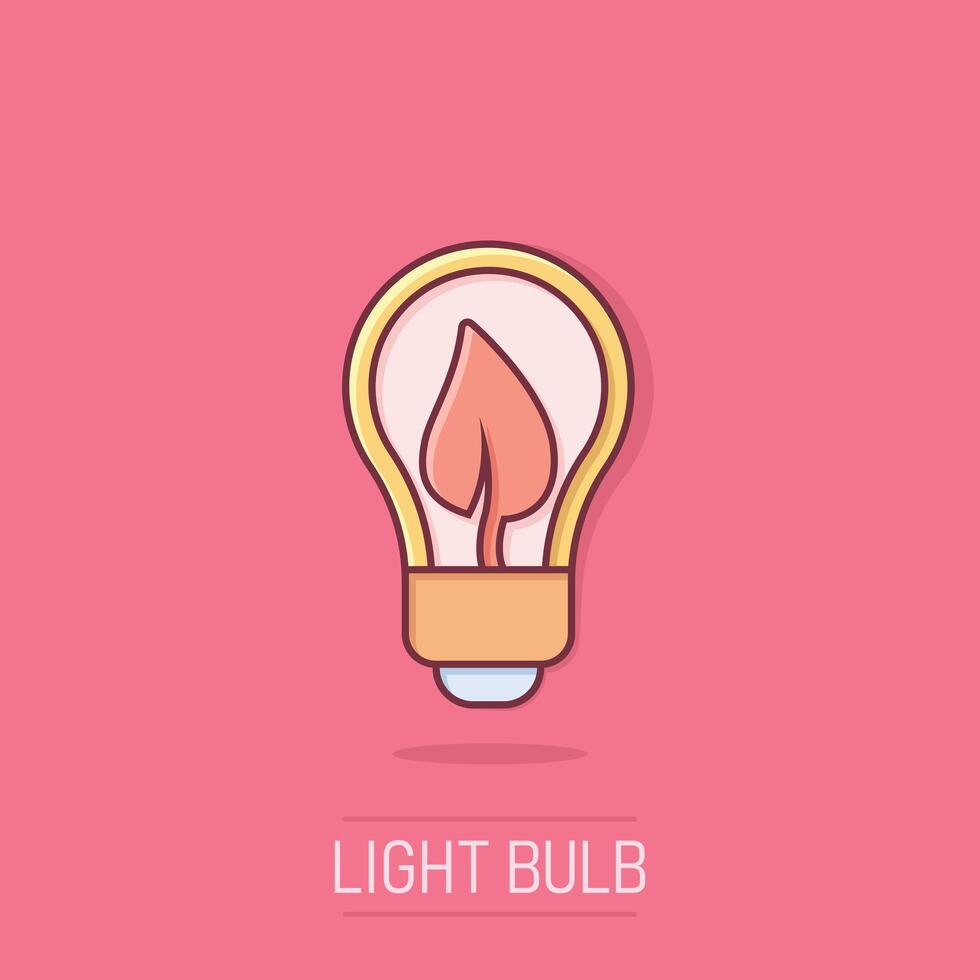 licht lamp icoon in grappig stijl. gloeilamp tekenfilm vector illustratie Aan geïsoleerd achtergrond. energie lamp plons effect teken bedrijf concept.