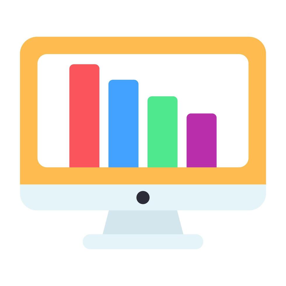 bar tabel binnen monitor, icoon van online gegevens analytics vector