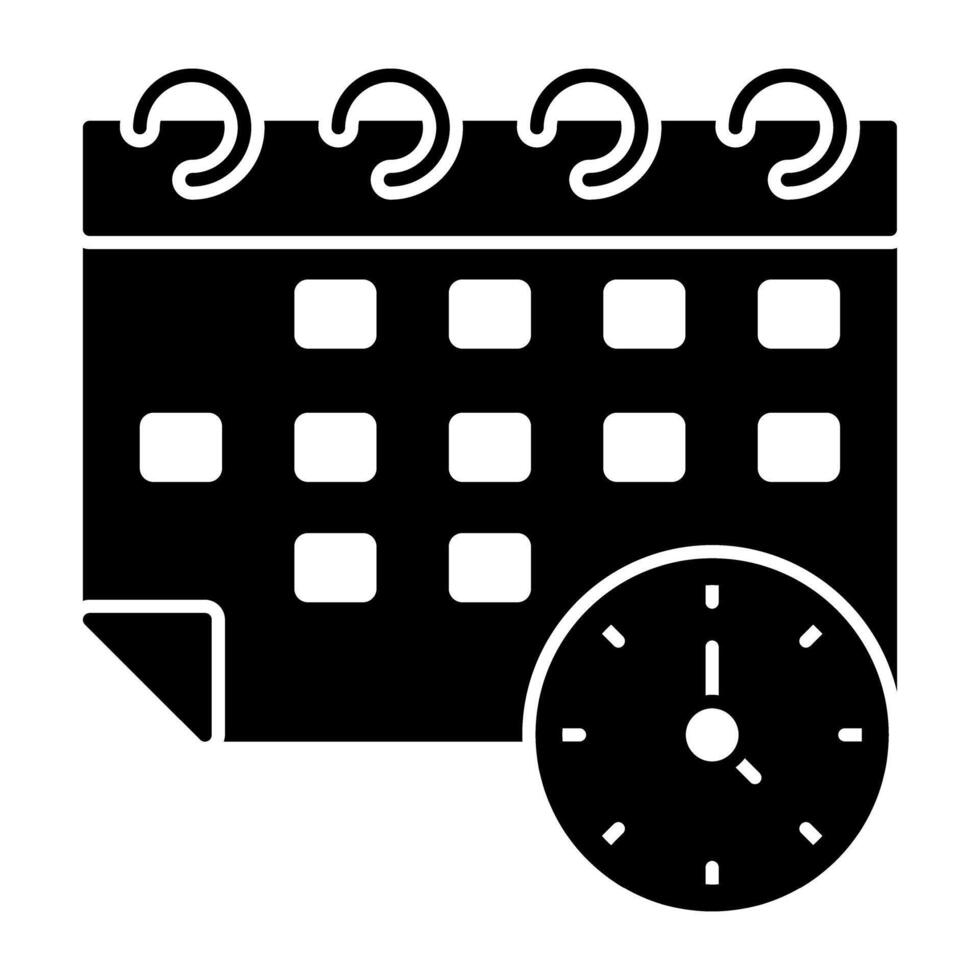 klok met kalender, icoon van tijdschema vector