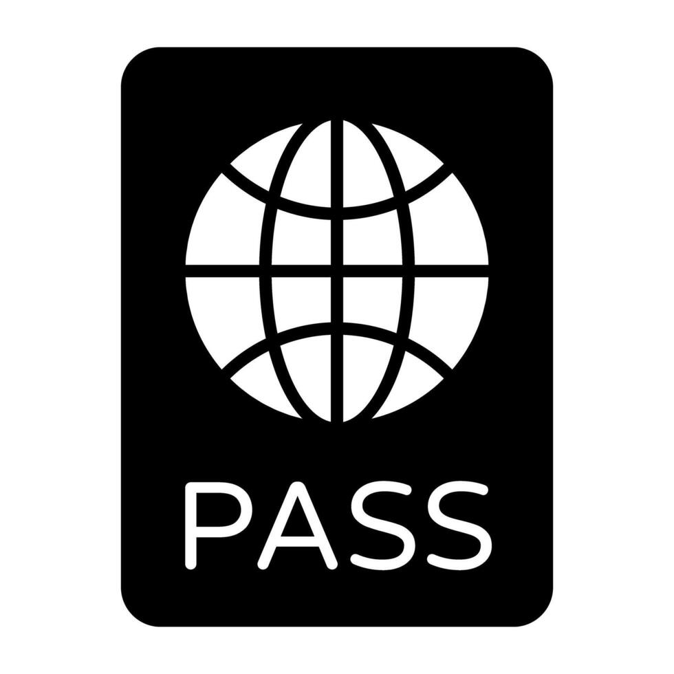 glyph ontwerp icoon van paspoort, bewerkbare vector