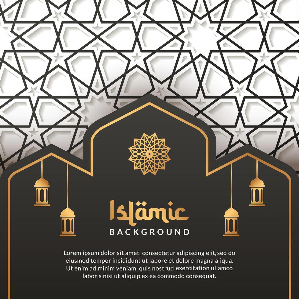 Islamitisch achtergrond Ramadan kareem, zwart kleur sociaal media sjabloon vector ontwerp