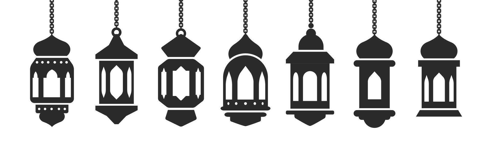lantaarn hangende ornament verzameling silhouet ontwerp vector grafisch