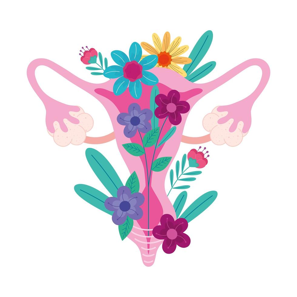 vagina met kleuren bloemen vector