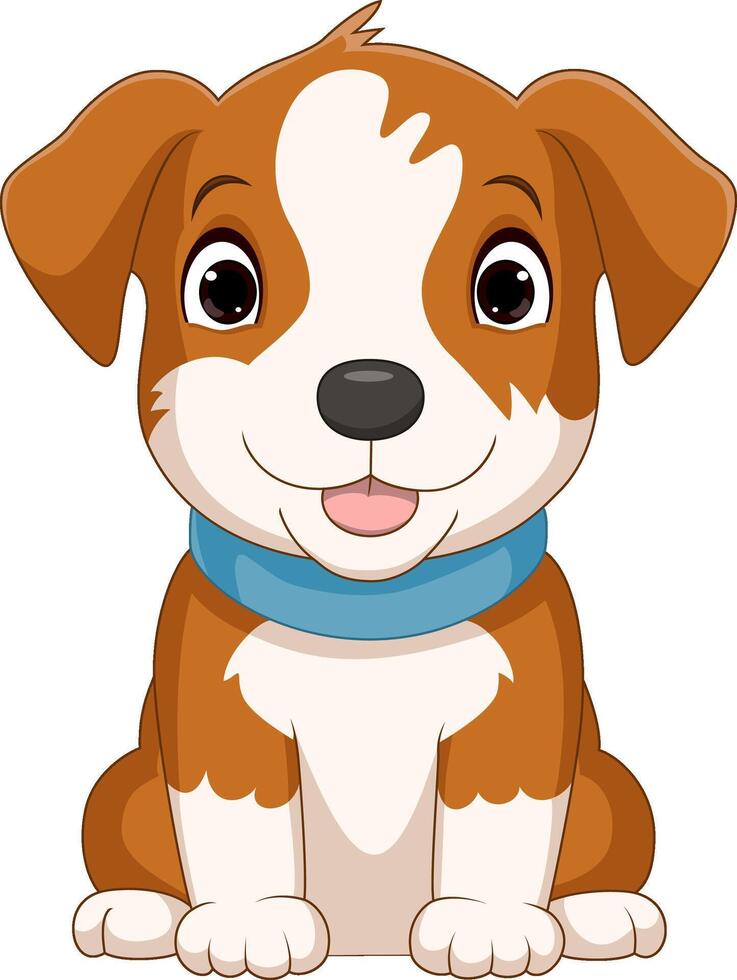 schattige kleine hond cartoon zitten vector