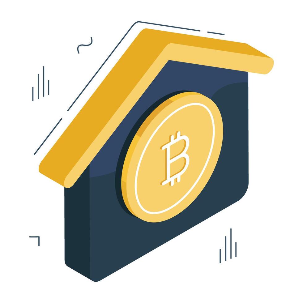 een icoon ontwerp van bitcoin huis vector