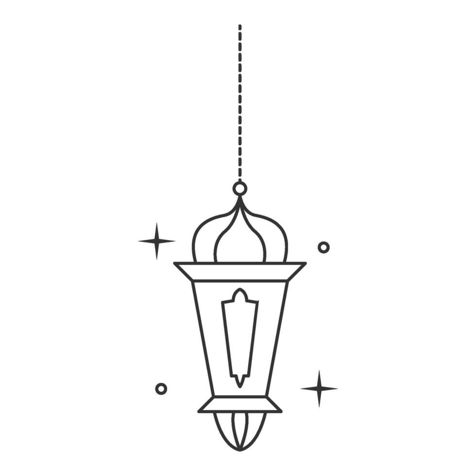 Islamitisch lantaarn lijn kunst ornament voor Ramadan decoratie vector