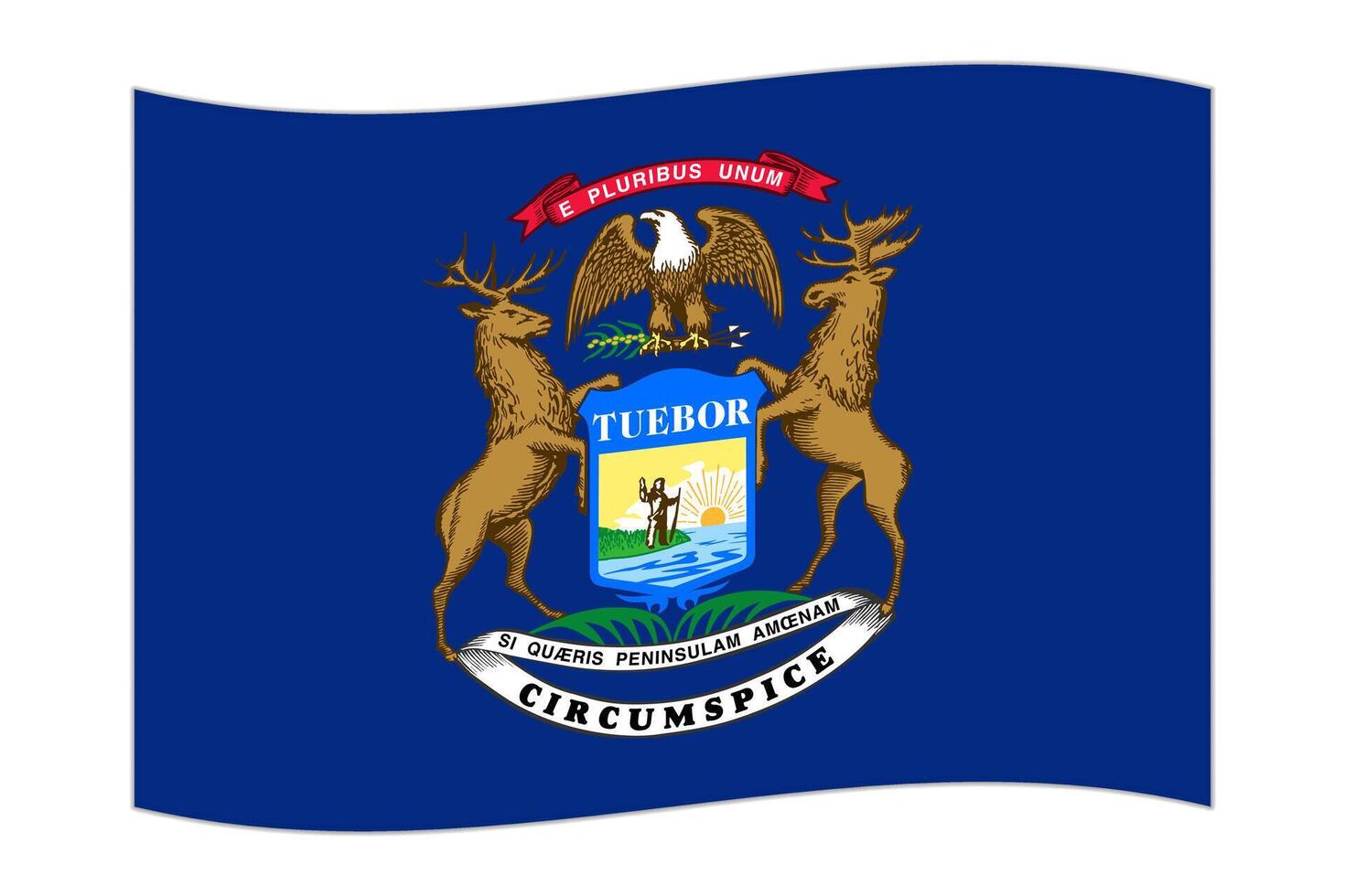 golvend vlag van de Michigan staat. vector illustratie.