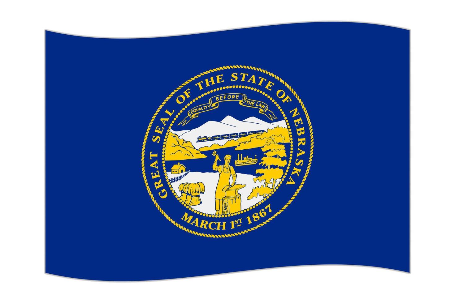 golvend vlag van de Nebraska staat. vector illustratie.
