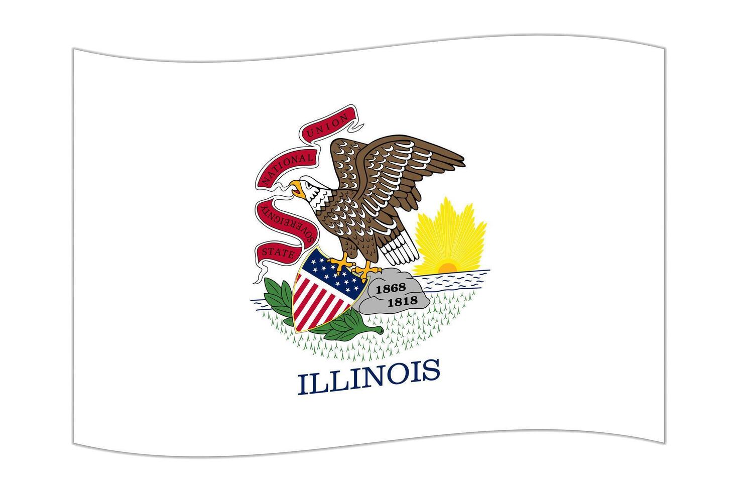 golvend vlag van de Illinois staat. vector illustratie.