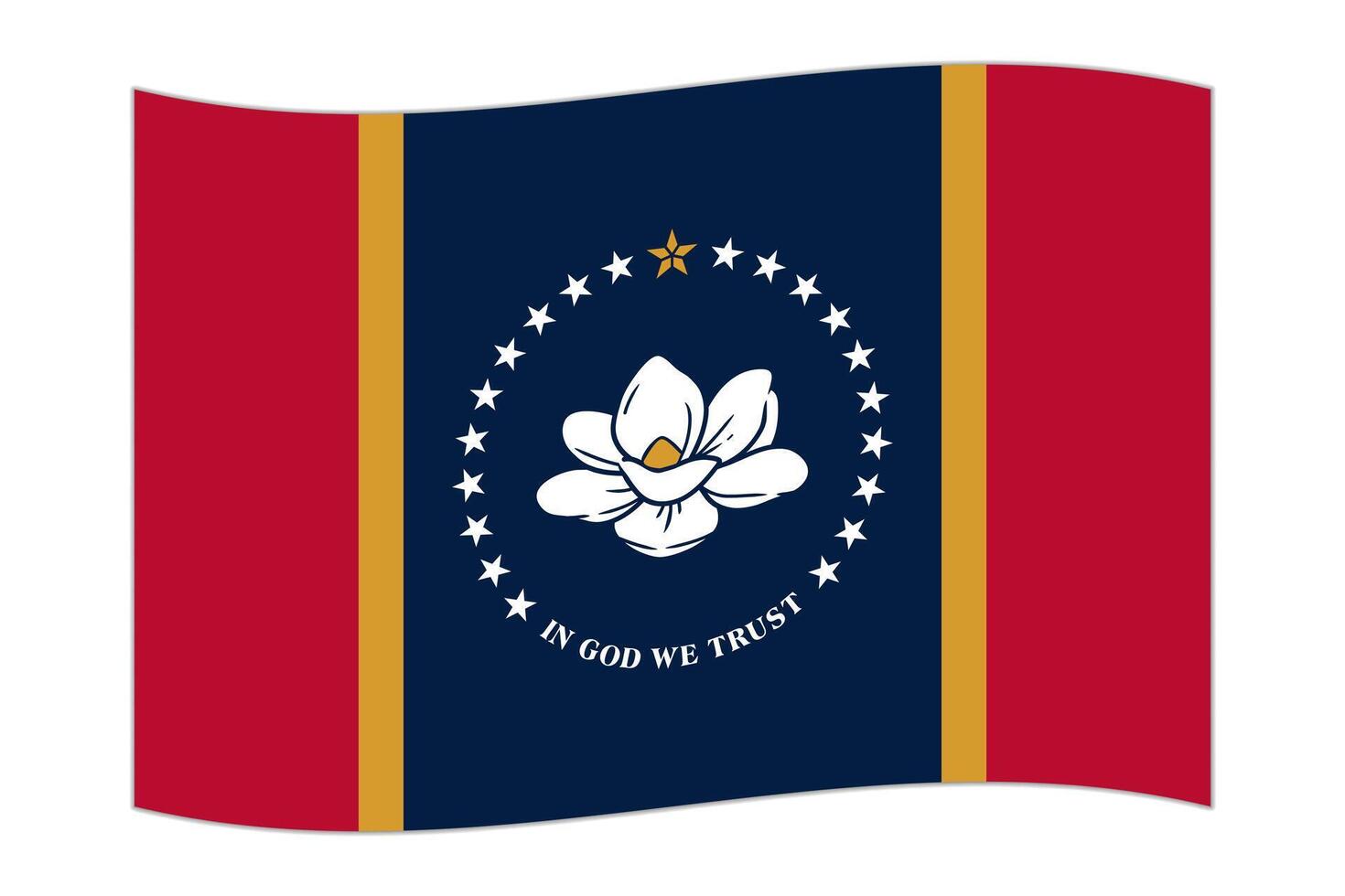 golvend vlag van de Mississippi staat. vector illustratie.