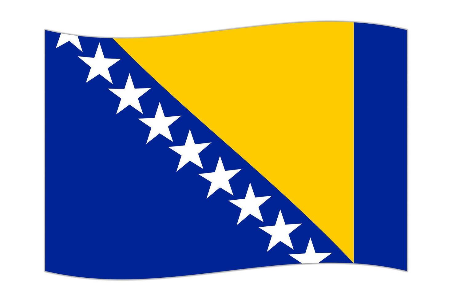 golvend vlag van de land Bosnië en herzegovina. vector illustratie.