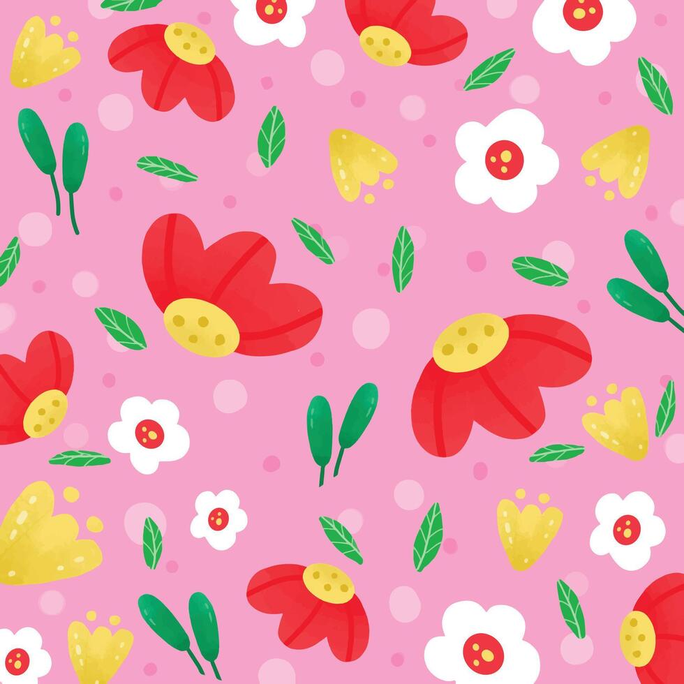 schattig hand- getrokken roze bloemen patroon achtergrond. vector