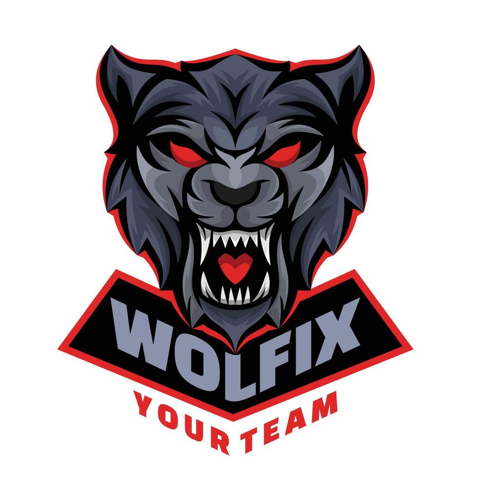 wolf hoofd karakter esport logo vector