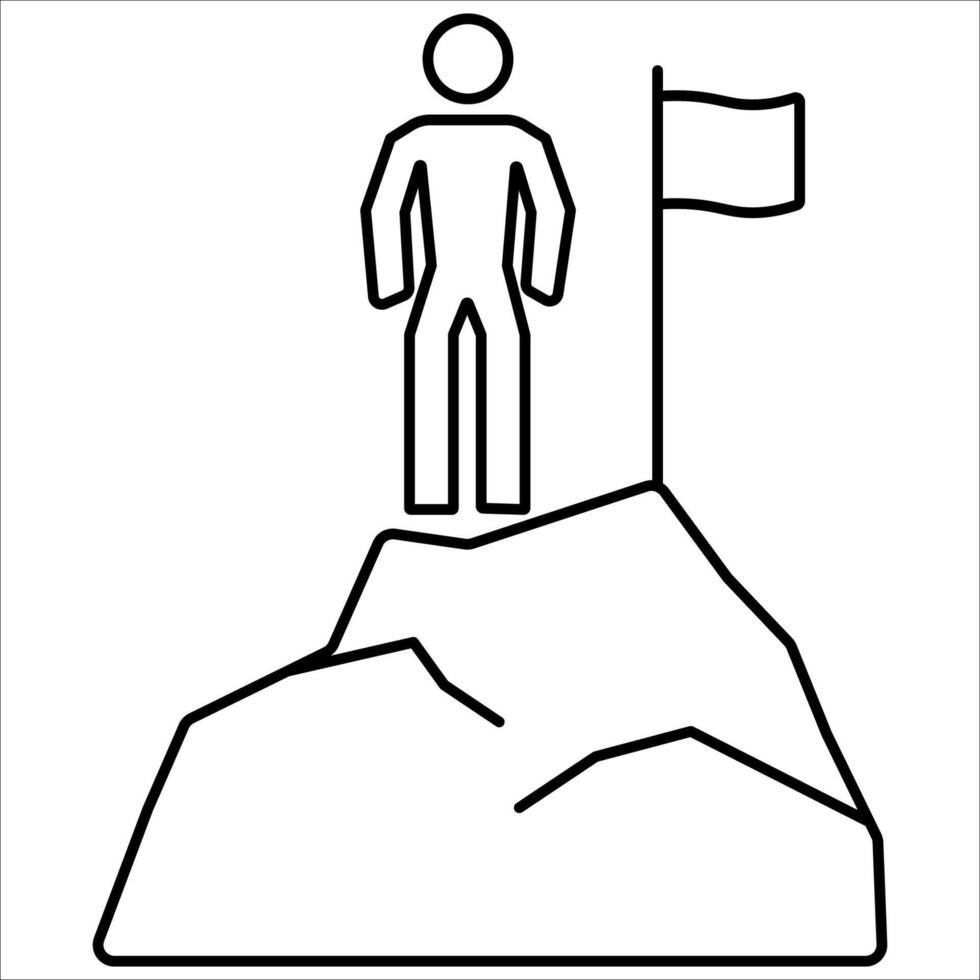 Mens Aan top van berg icoon vector illustratie symbool