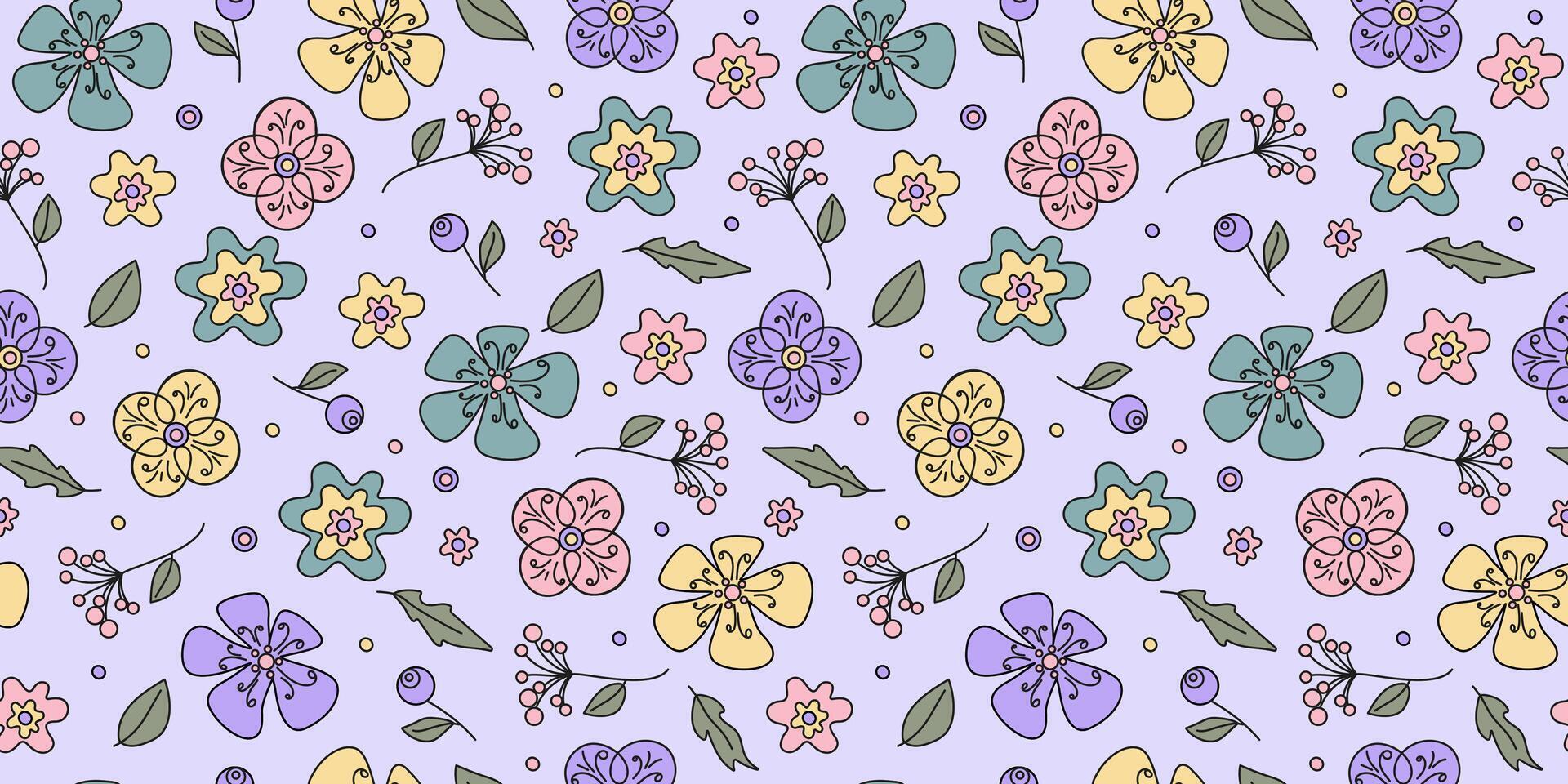 bloemen abstract patroon. kleurrijk bloemen in tekening stijl. fabriek botanisch vector achtergrond voor afdrukken verpakking, behang, textiel.