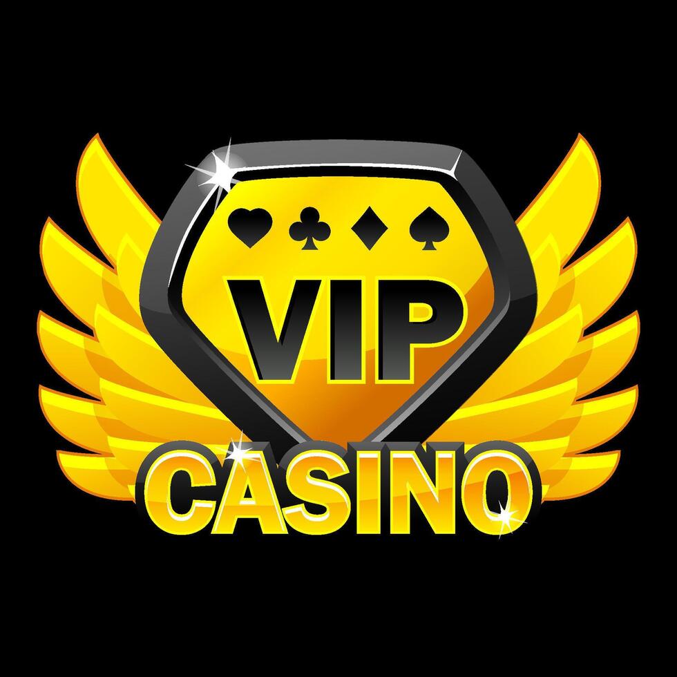 vectori munt vip casino met gouden Vleugels. icoon casino met een diamant symbool vector