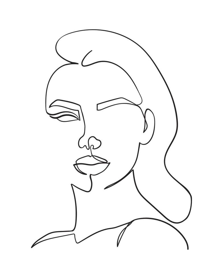 abstract vrouw portret lijn kunst tekening. vrouw silhouet een lijn tekening. vector illustratie