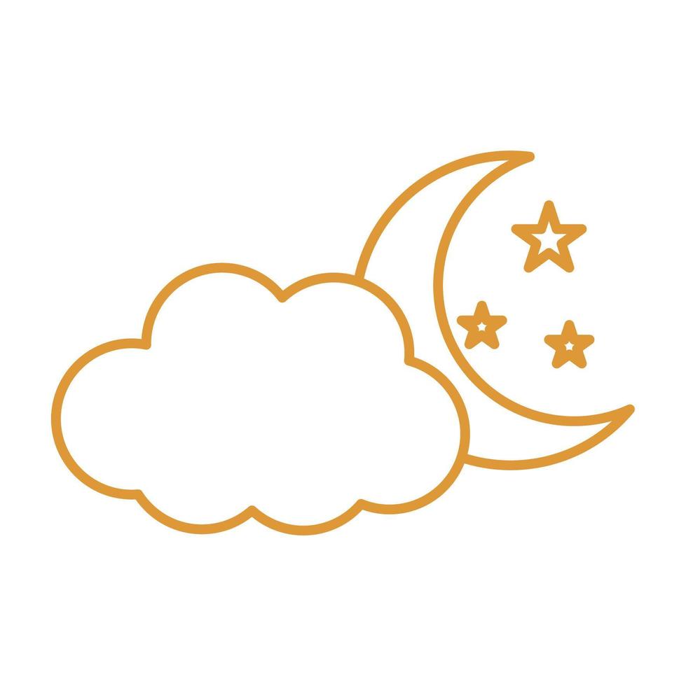 maan met wolk en sterren lijn stijl icoon vector design