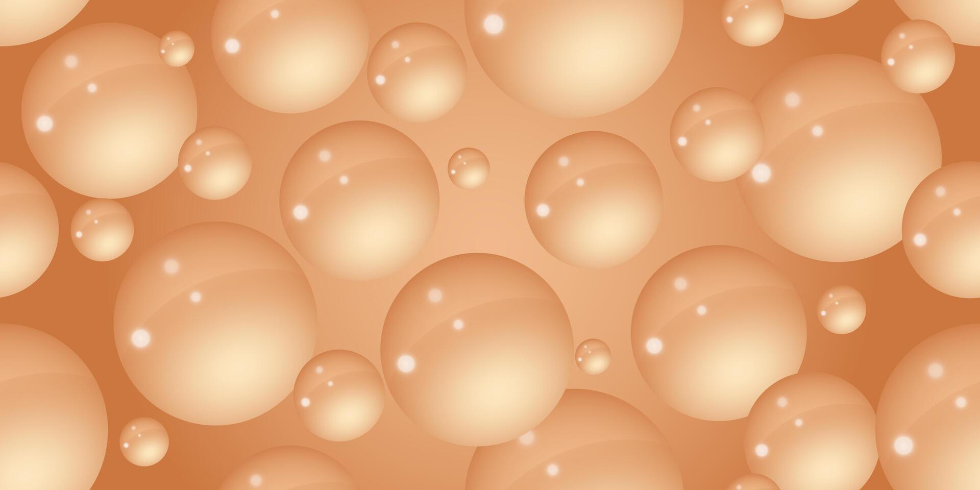 een cacao room of koffie met melk achtergrond met veel bubbels. abstract bubbel achtergrond. 3d structuur van vloeistof met klodders. naadloos patroon. vector illustratie.