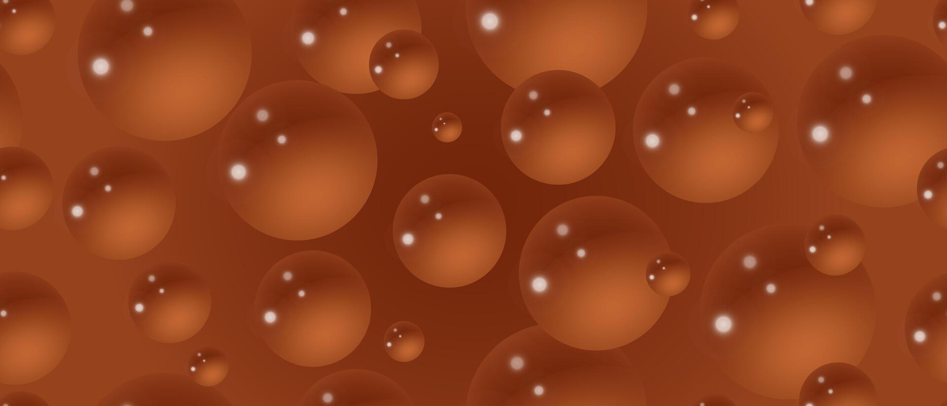 chocola bubbels Aan een bruin achtergrond. abstract bubbel achtergrond. 3d structuur van vloeistof met klodders. naadloos patroon. vector illustratie.