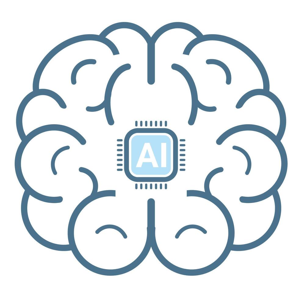 hersenen van kunstmatig intelligentie- pictogrammen, symbolen verzameling, geïsoleerd bekleed machine ai icoon, slim ai en robot vector illustratie