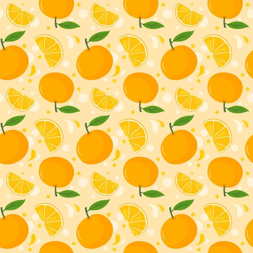 oranje fruit naadloze patroon achtergrond vectorillustratie. sappige frisse zomer thema behang vector