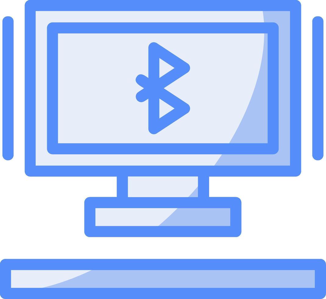 Bluetooth lijn gevulde blauw icoon vector