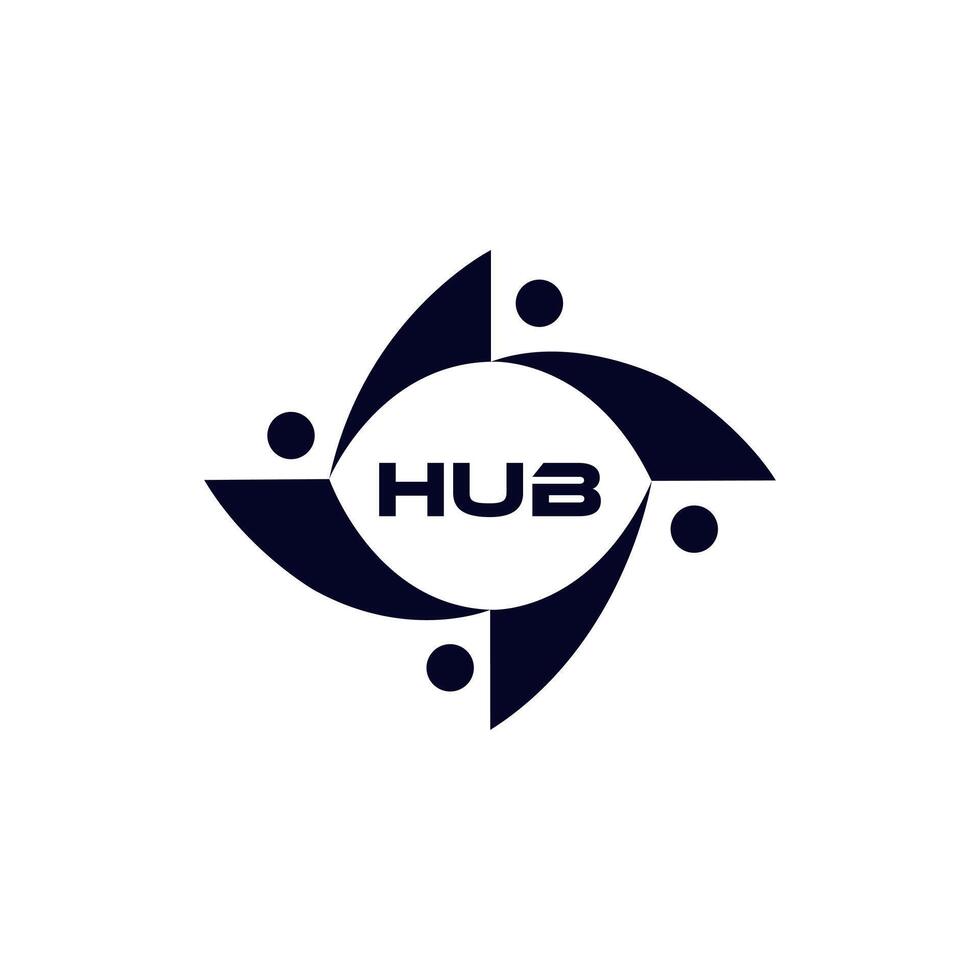 hub abstract mensen symbool, h u b brief logo . saamhorigheid en gemeenschap concept ontwerp, creatief middelpunt, sociaal verbinding icoon, sjabloon en logo set. pro vector