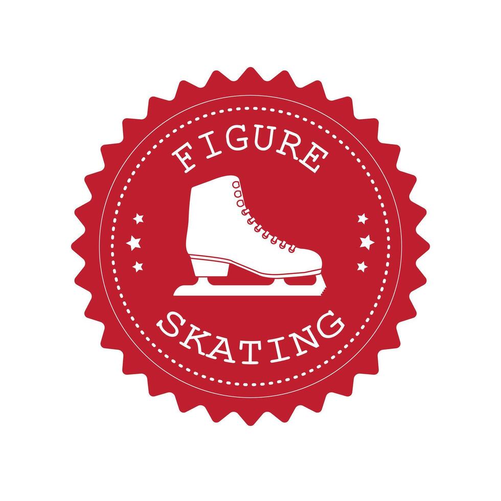 vector retro ronde logo met figuur ijs skates