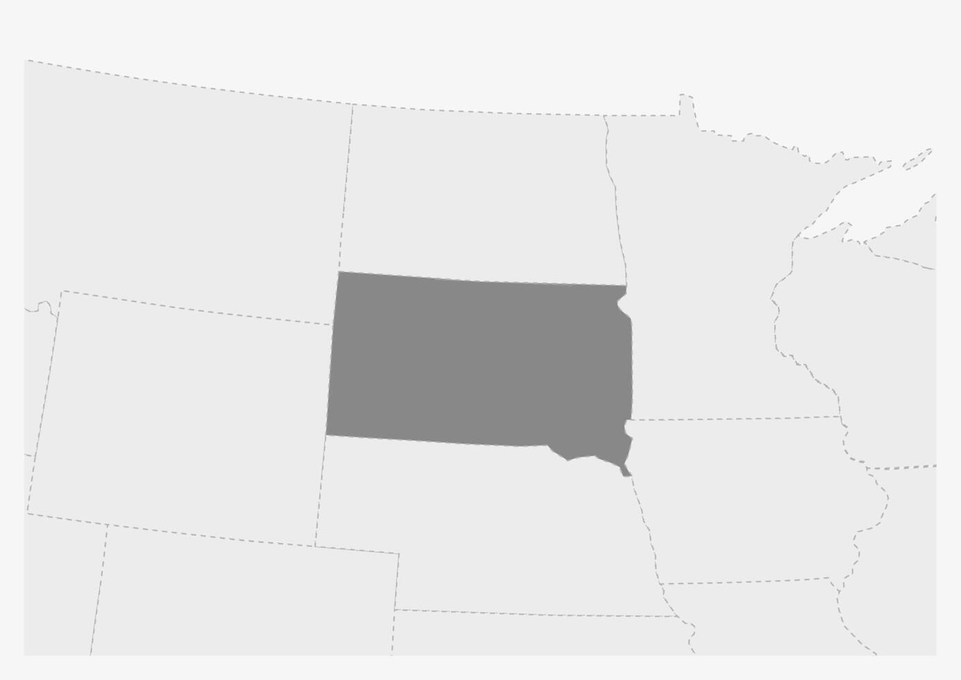 kaart van Verenigde Staten van Amerika met gemarkeerd zuiden dakota staat kaart vector