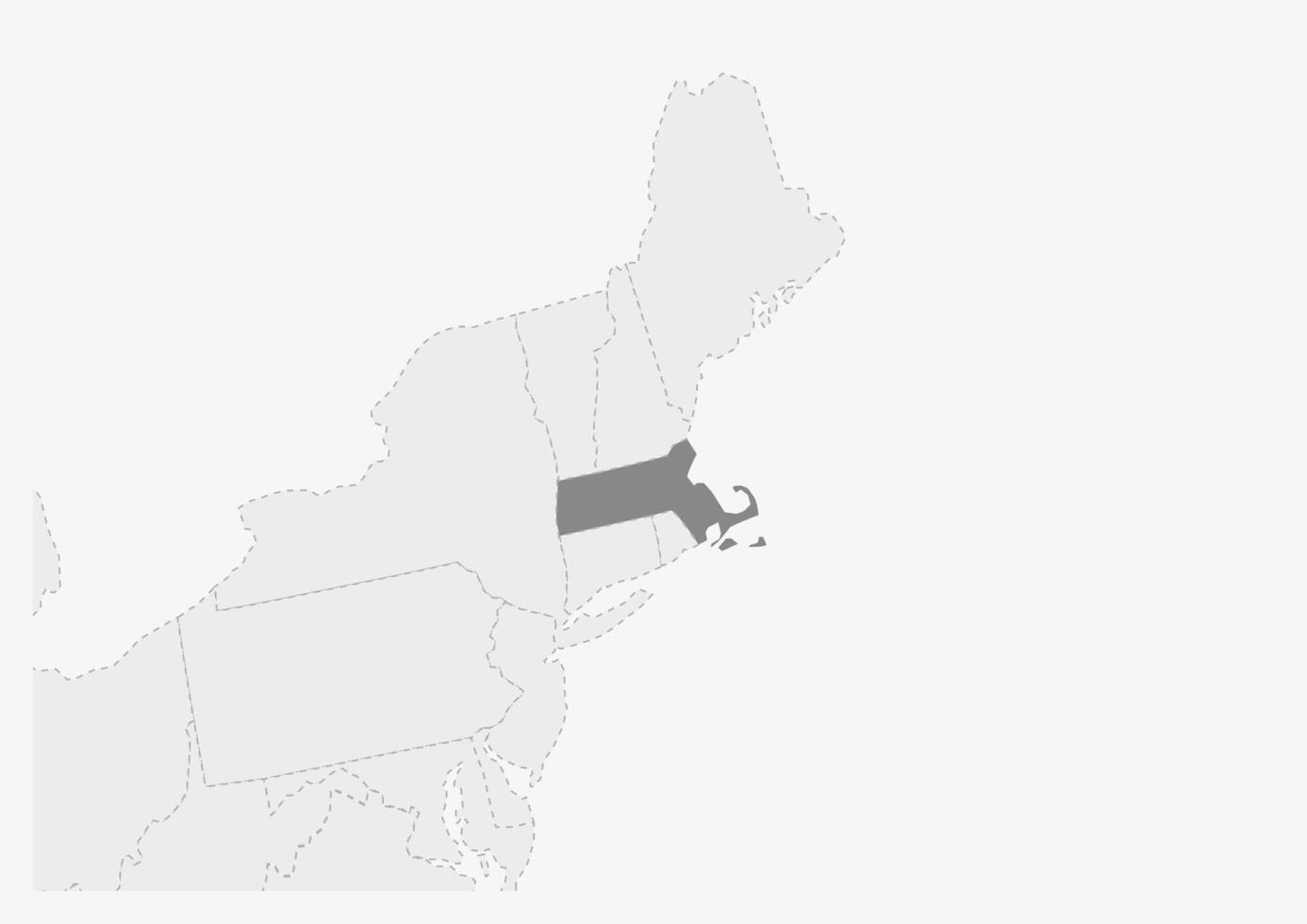 kaart van Verenigde Staten van Amerika met gemarkeerd Massachusetts staat kaart vector