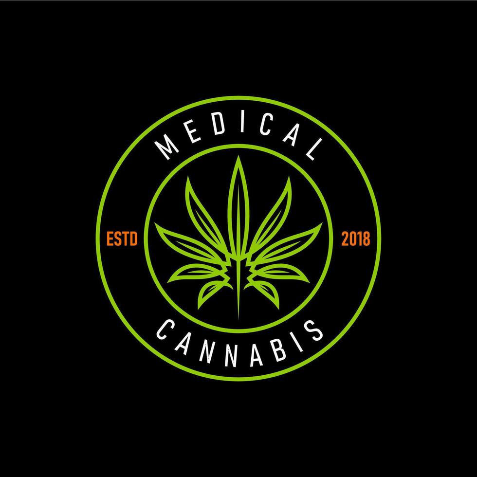 medisch hennep, marihuana embleem of onkruid icoon vector