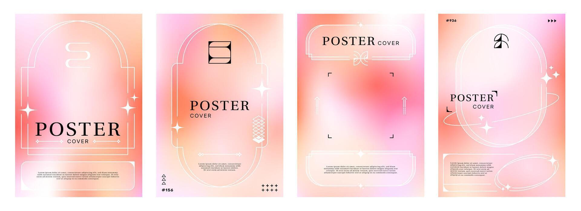 pastel helling y2k posters met abstract kader vector