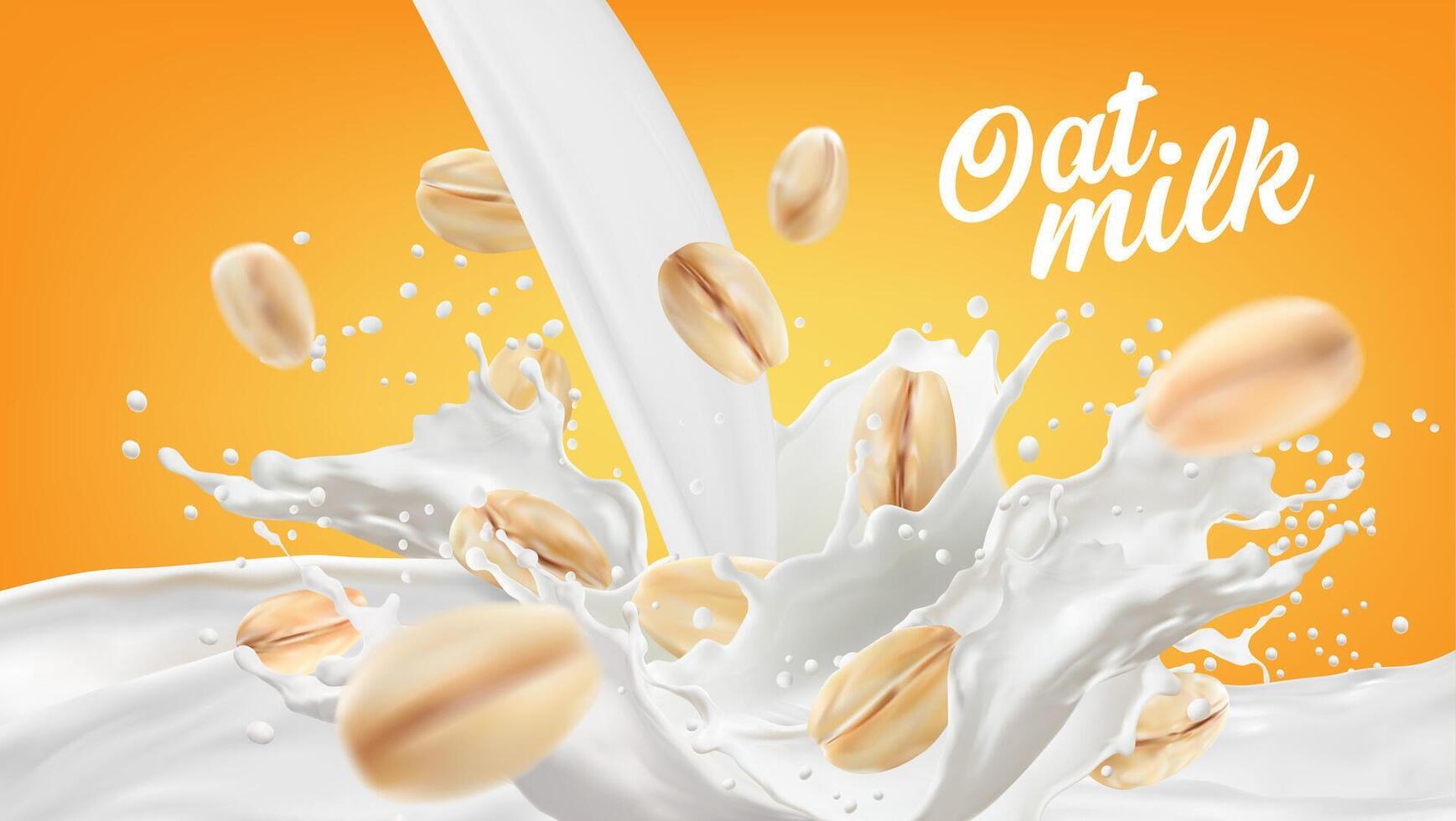 realistisch ontbijtgranen haver melk vector advertenties promo banier