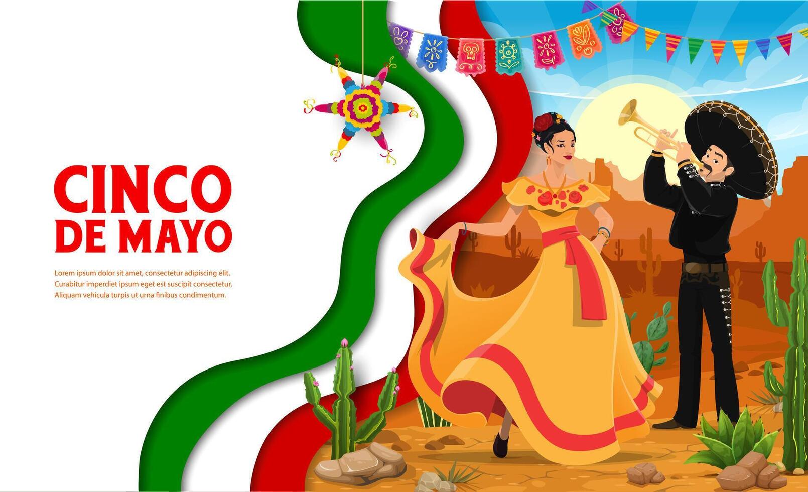 cinco de mayo Mexicaans vakantie papier besnoeiing banier vector