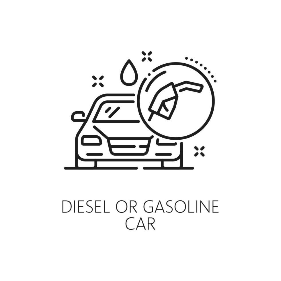 auto diesel of benzine lijn icoon, auto handel vector