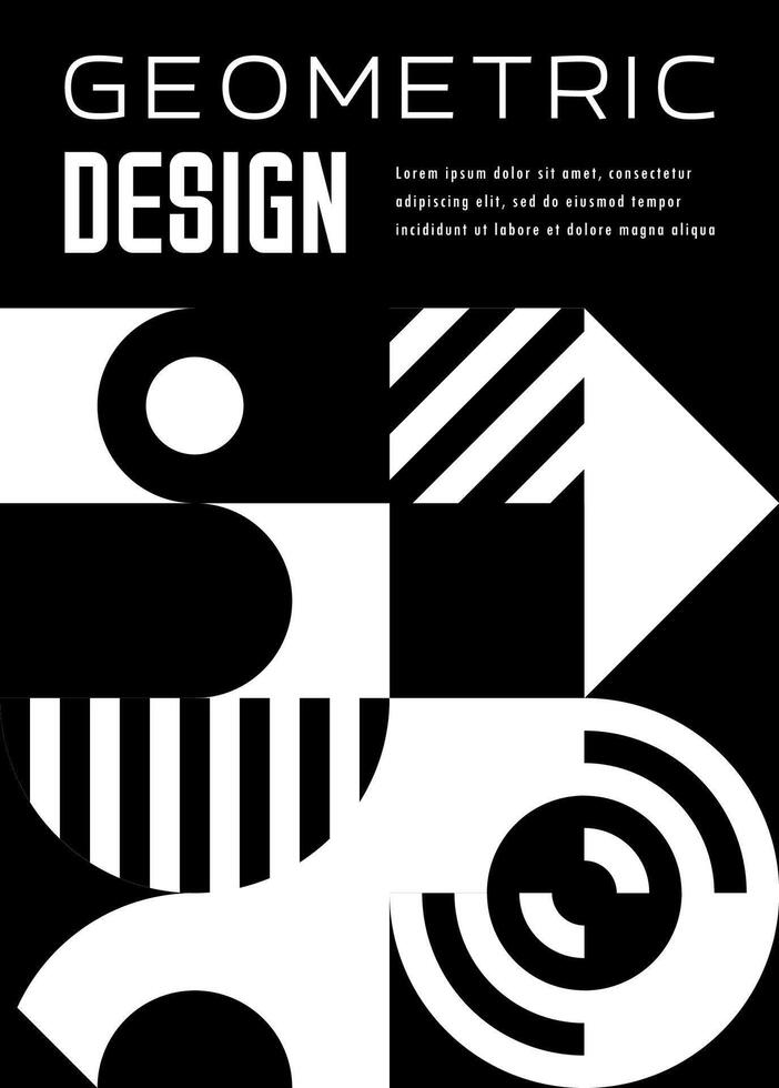 monochroom modern meetkundig bauhaus patroon poster vector