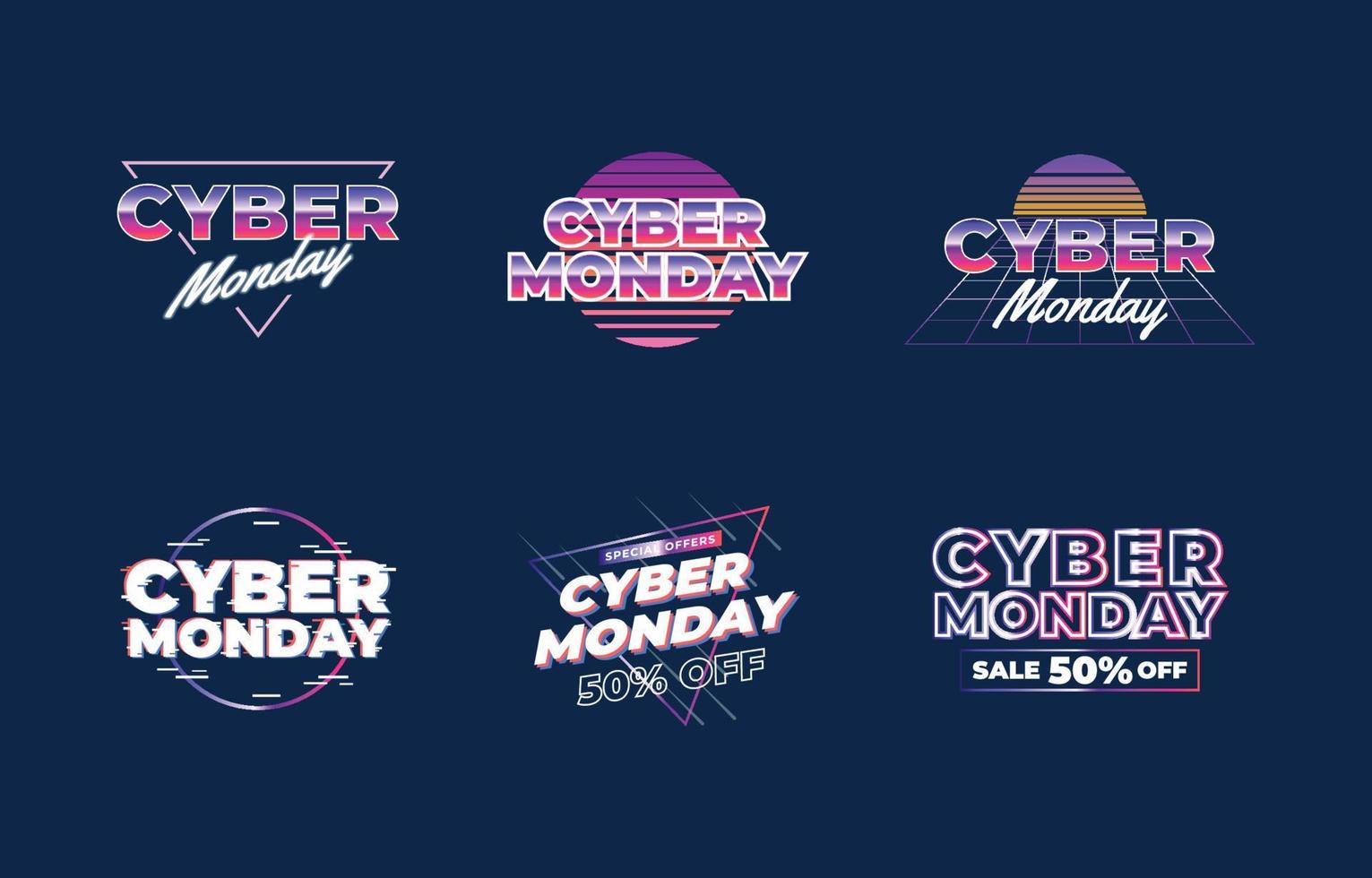 cyber maandag verkoop ontwerp stickerset vector