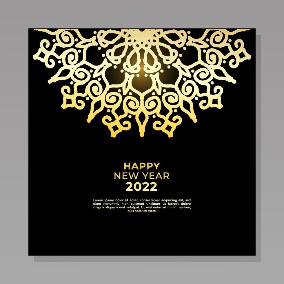 gelukkig nieuwjaar 2022 sjabloon met mandala vector