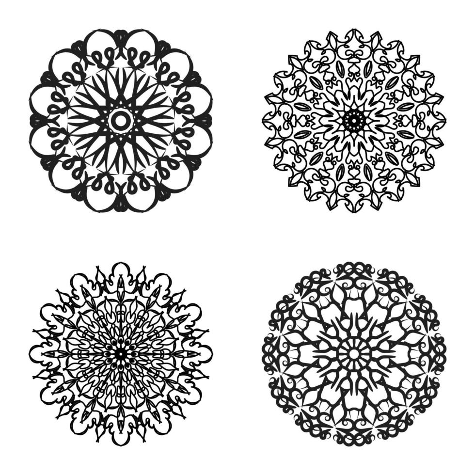 collecties cirkelvormig patroon in de vorm van een mandala voor henna, mehndi, tatoeages, decoraties. decoratieve decoratie in etnische oosterse stijl. kleurboek pagina. vector