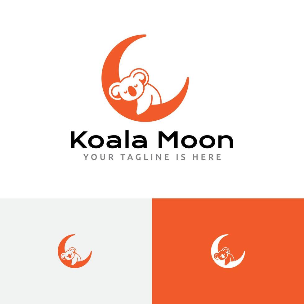 schattige koala wassende maan slapen dromen buideldier logo vector