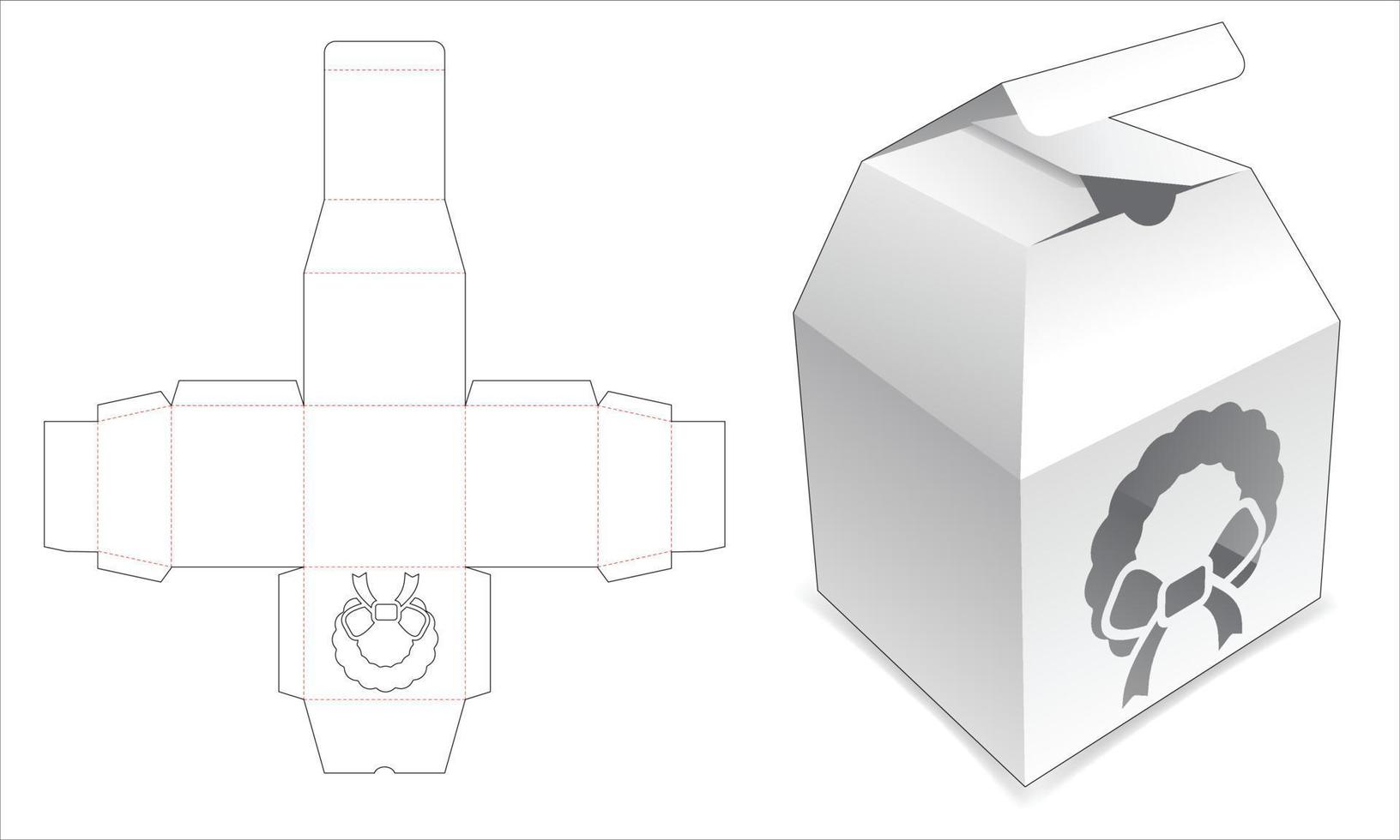 trapeziumvormige topkoffer met kerstkrans gestanst sjabloon vector