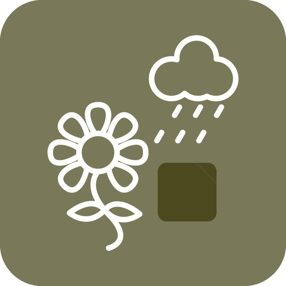 bloem met regen vector icoon