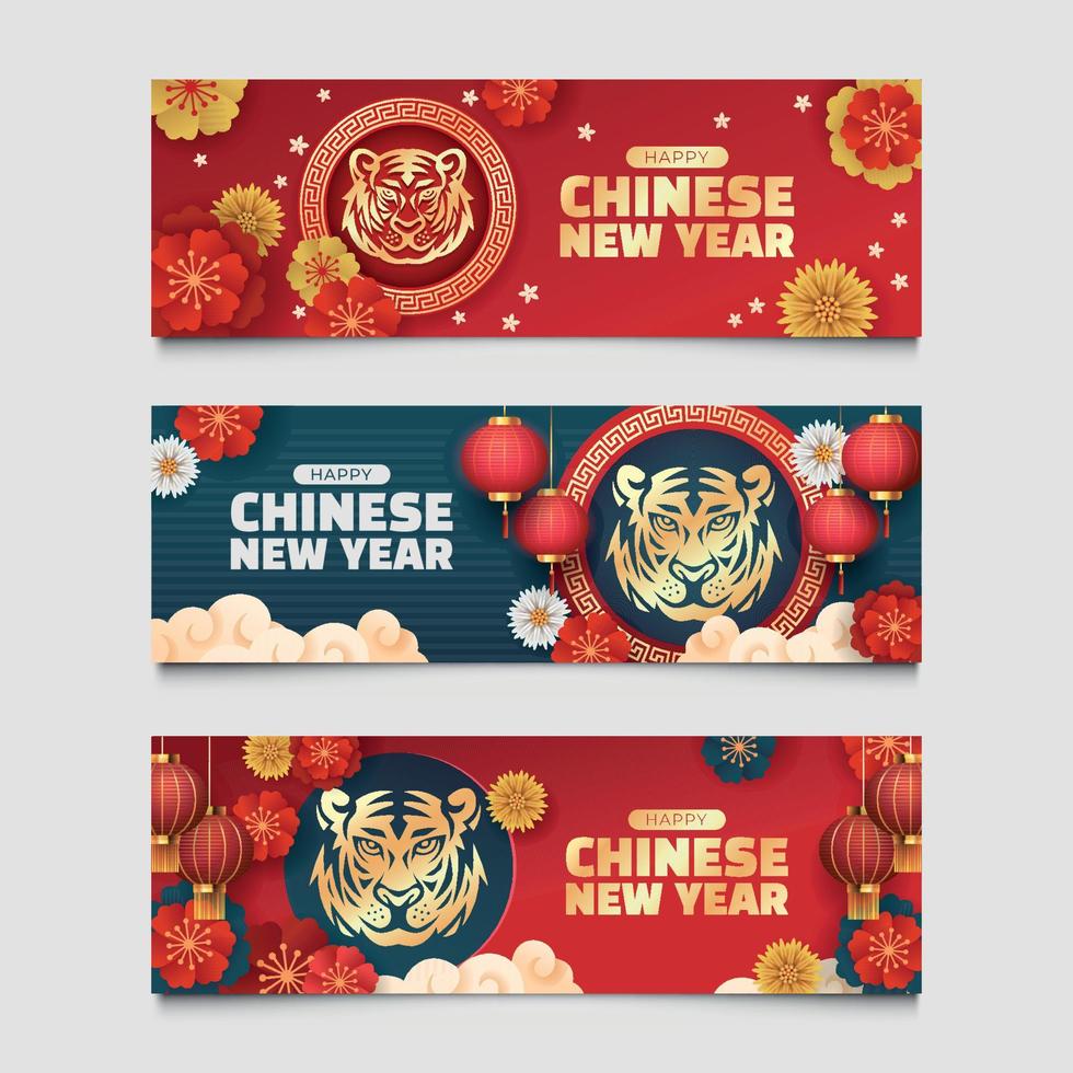 set van chinees nieuwjaar banner jaar van tijger vector