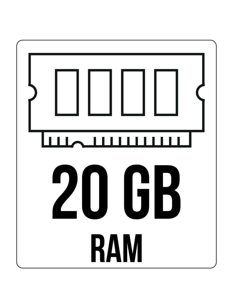 20 nl RAM. RAM geheugen vector, snelheid en technologisch verwerken concept, computer hardware vector