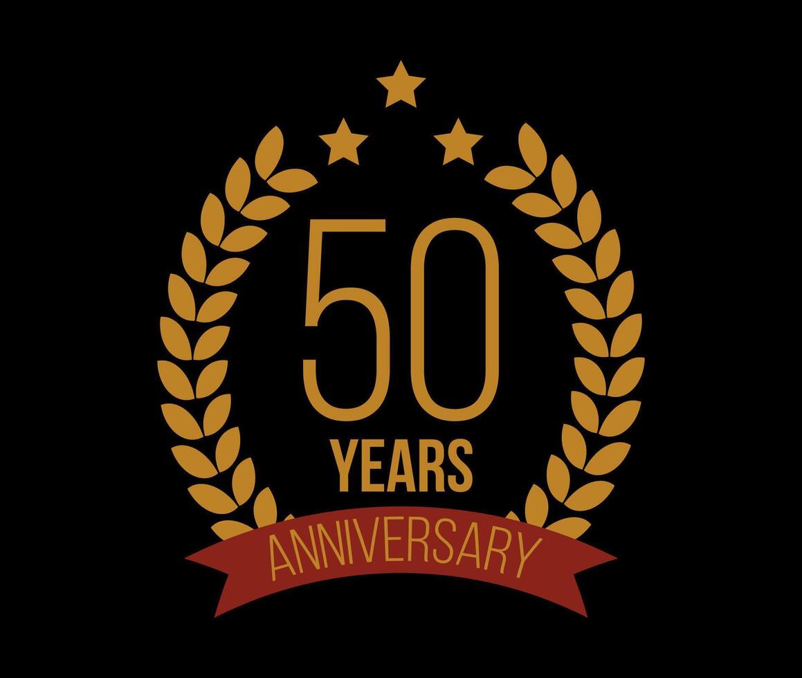 50 jaren verjaardag. luxe bronzen laurier, verjaardag viering en herdenkings- banier vector