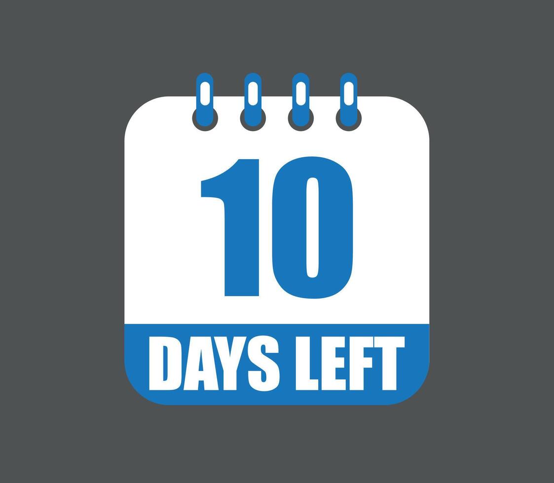 10 dagen links vector ontwerp. countdown dagelijks bladzijde kalender icoon geïsoleerd Aan donker achtergrond