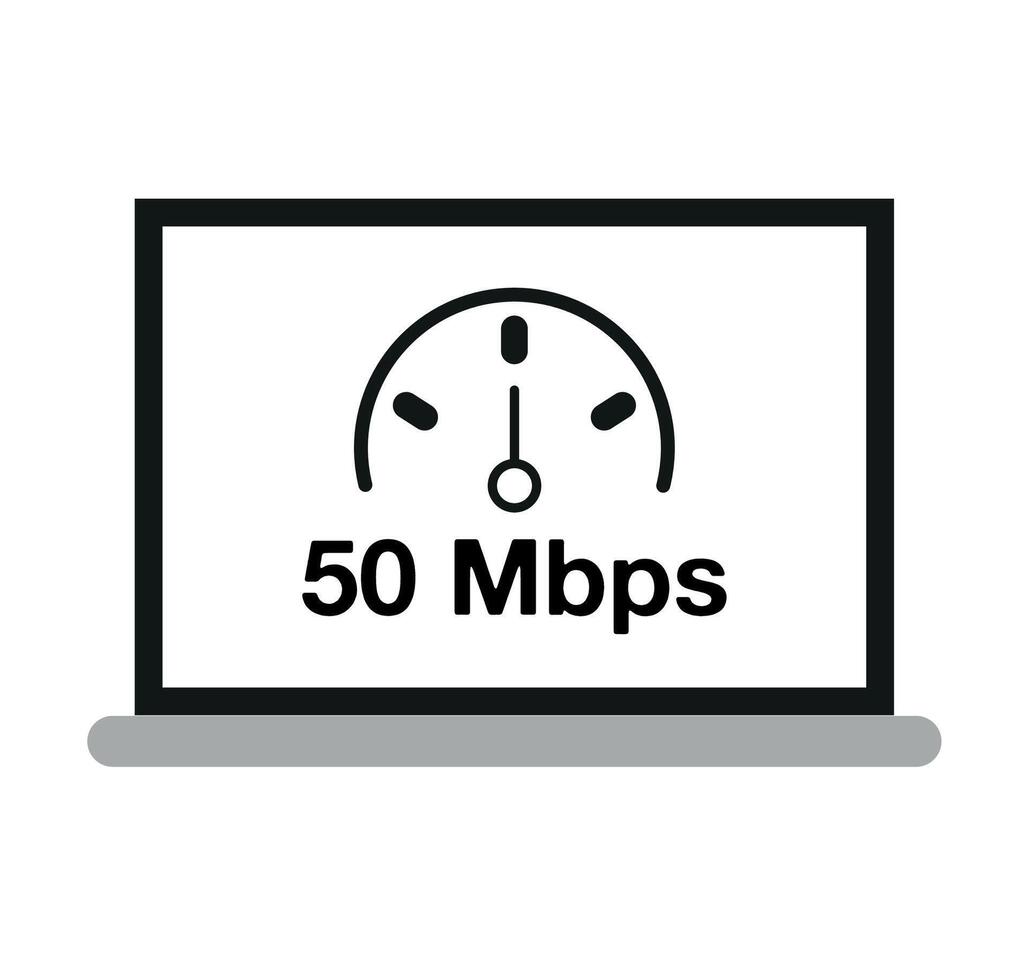 50 mbps verbinding. computer scherm ontwerp met internet snelheid en gegevens downloaden vector