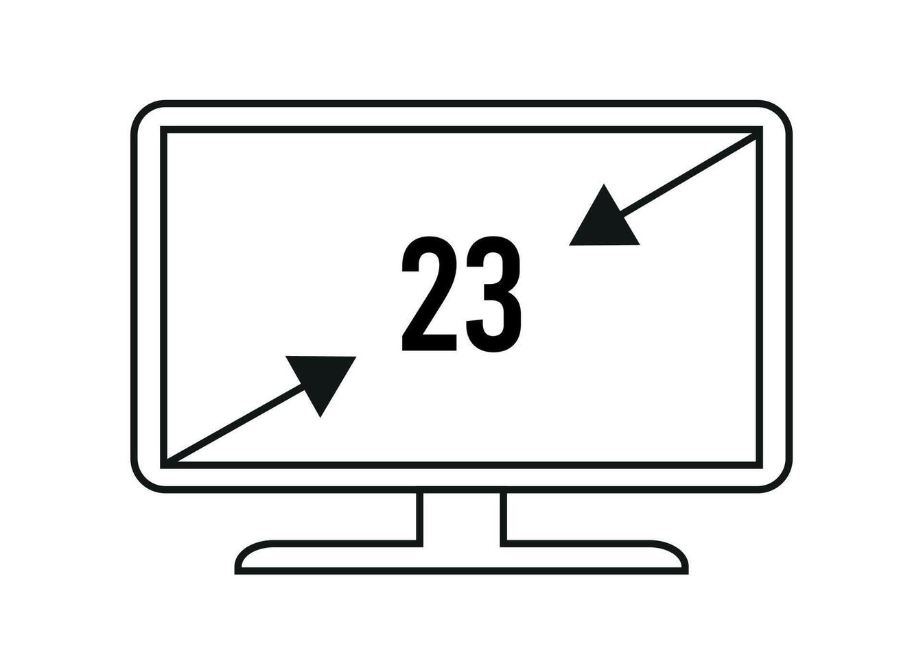 23 inches. vector 23 inch monitor, scherm resolutie en grootte concept